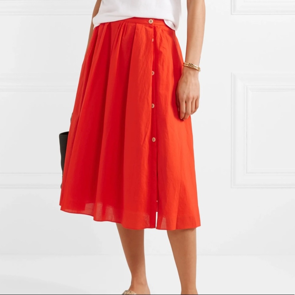 Alex Mill Pleated cotton-voile midi skirt